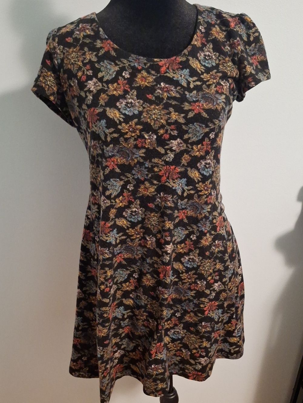 Kimchi Blue Black Floral Short Sleeve Mini Dress